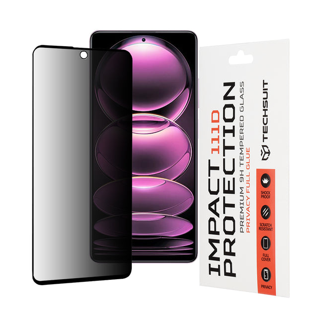 Folie de protecție Techsuit 111D Privacy Full Glue pentru Xiaomi Redmi Note 12 Pro 5G, neagră