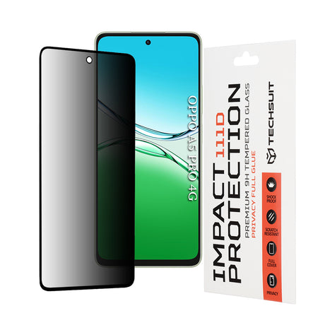 Folie de protectie Techsuit 111D Privacy Full Glue compatibil cu Oppo A5 Pro 4G / A5 Pro 5G, Negru