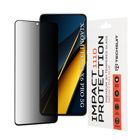 Folie de protectie Techsuit 111D Privacy Full Glue compatibil cu Xiaomi Poco X6 Pro, Negru