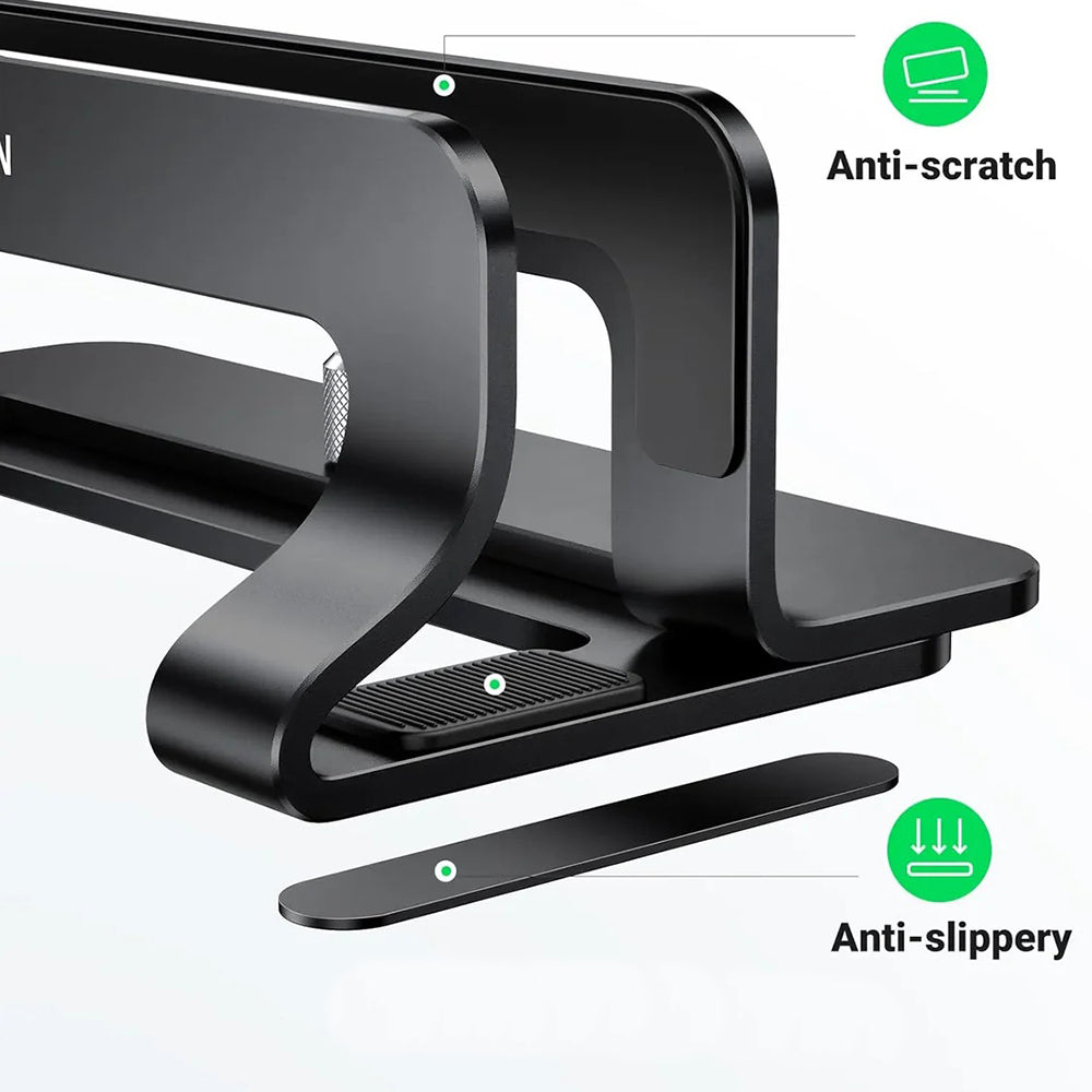 Suport Ugreen Vertical Laptop Stand LP258 (25706), Adjustable Width 0.5-1inch, Anti-Slip, Anti-Scratch Pads, Aluminum, Negru
