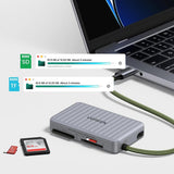 Stocare Ugreen Card Reader (55886), Type-C to 2x SD, TF Card, Dual Connector, 170MB/s, Plug&Play, Built-in Cable, Gri