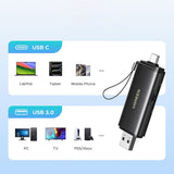 Stocare Ugreen Card Reader CM803 (65024), Type-C, USB to SD, TF Card, Dual Connector, 312MB/s, Plug&Play, Negru