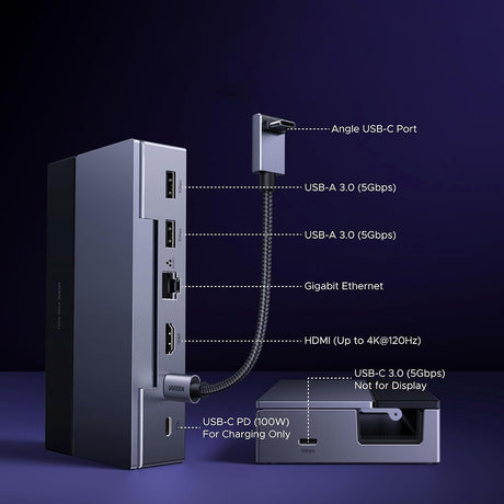 Hub Ugreen (75126), USB-C HDMI 4K RJ45, 2x USB-C 2x USB, Gri