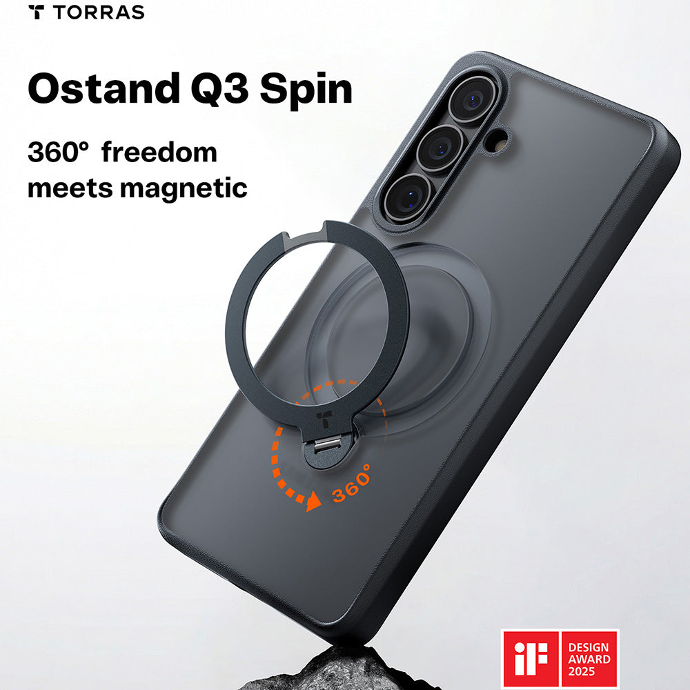 Husa de protectie Torras Ostand Spin Series compatibil cu Samsung Galaxy S26, Negru