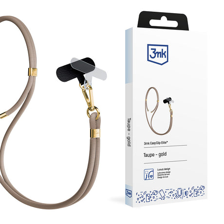 Suport 3mk Crossbody Cord Easy Clip Elite (RWS2-70), Luxury Design, Nylon, Durable, 0.8m, Universal, Auriu Taupe
