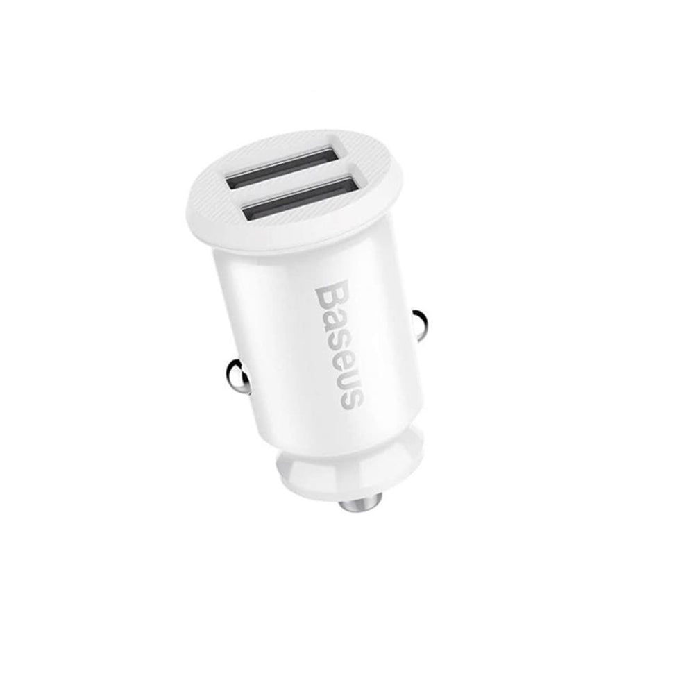 Incarcator Baseus Car Grain (CCALL-ML02), Dual USB, LED Backlight, 5V, 3.1A, Alb