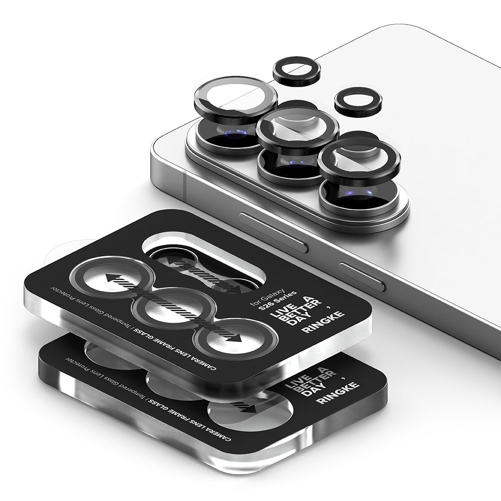 Folie de protectie Ringke Camera Lens Frame Glass (set de 2) compatibil cu Samsung Galaxy S26 Ultra, Negru