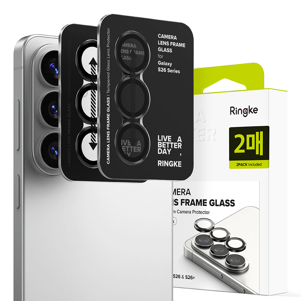 Folie de protectie Ringke Camera Lens Frame Glass (set de 2) compatibil cu Samsung Galaxy S26 / S26 Plus, Negru