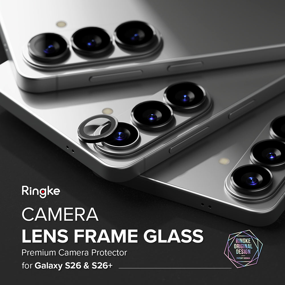 Folie de protectie Ringke Camera Lens Frame Glass (set de 2) compatibil cu Samsung Galaxy S26 / S26 Plus, Negru