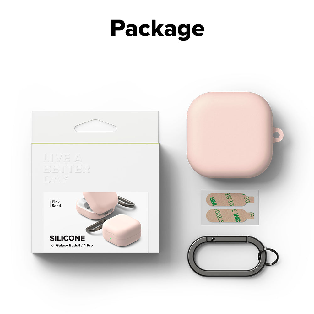 Casti Ringke Silicone, Samsung Galaxy Buds 4 / Buds 4 Pro, Roz Sand