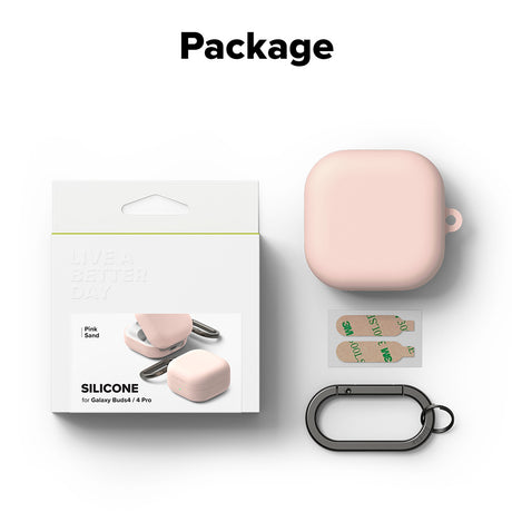 Casti Ringke Silicone, Samsung Galaxy Buds 4 / Buds 4 Pro, Roz Sand