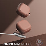 Casti Ringke Protection Case Onyx Magnetic, for Samsung Galaxy Buds 4 / Buds 4 Pro, Non-Slip Texture, Carabiner Hole, Constant Coral