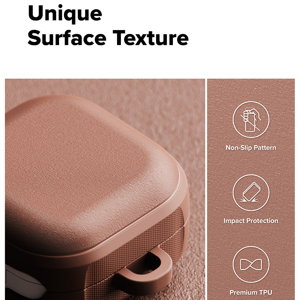Casti Ringke Protection Case Onyx Magnetic, for Samsung Galaxy Buds 4 / Buds 4 Pro, Non-Slip Texture, Carabiner Hole, Constant Coral