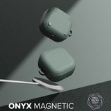 Casti Ringke Protection Case Onyx Magnetic, for Samsung Galaxy Buds 4 / Buds 4 Pro, Non-Slip Texture, Carabiner Hole, Sage Green