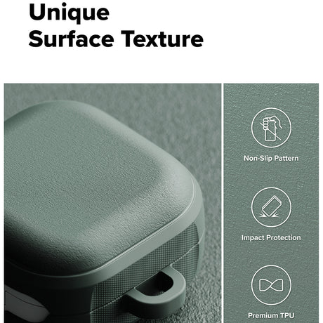 Casti Ringke Protection Case Onyx Magnetic, for Samsung Galaxy Buds 4 / Buds 4 Pro, Non-Slip Texture, Carabiner Hole, Sage Green