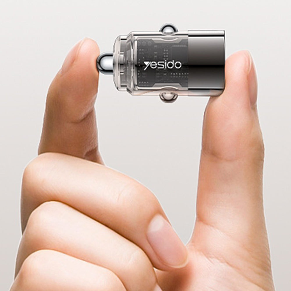 Incarcator Yesido Hidden Car (Y67), Type-C, PD45W, Aluminum Alloy, Super Fast Charging, Negru
