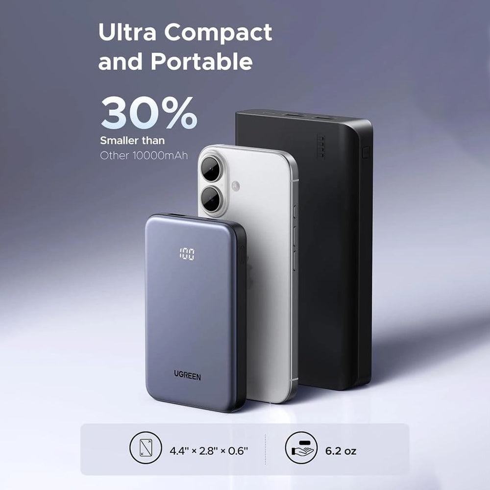 Baterie externa Ugreen PB507 (75131B), Fast Charging, Digital Display, USB, Type-C, 22.5W, 10000mAh, Gri