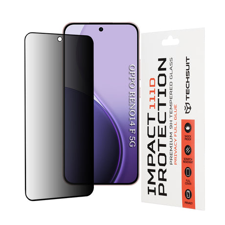Folie de protectie Techsuit 111D Privacy Full Glue compatibil cu Oppo Reno14 F / Reno14 FS 5G, Negru