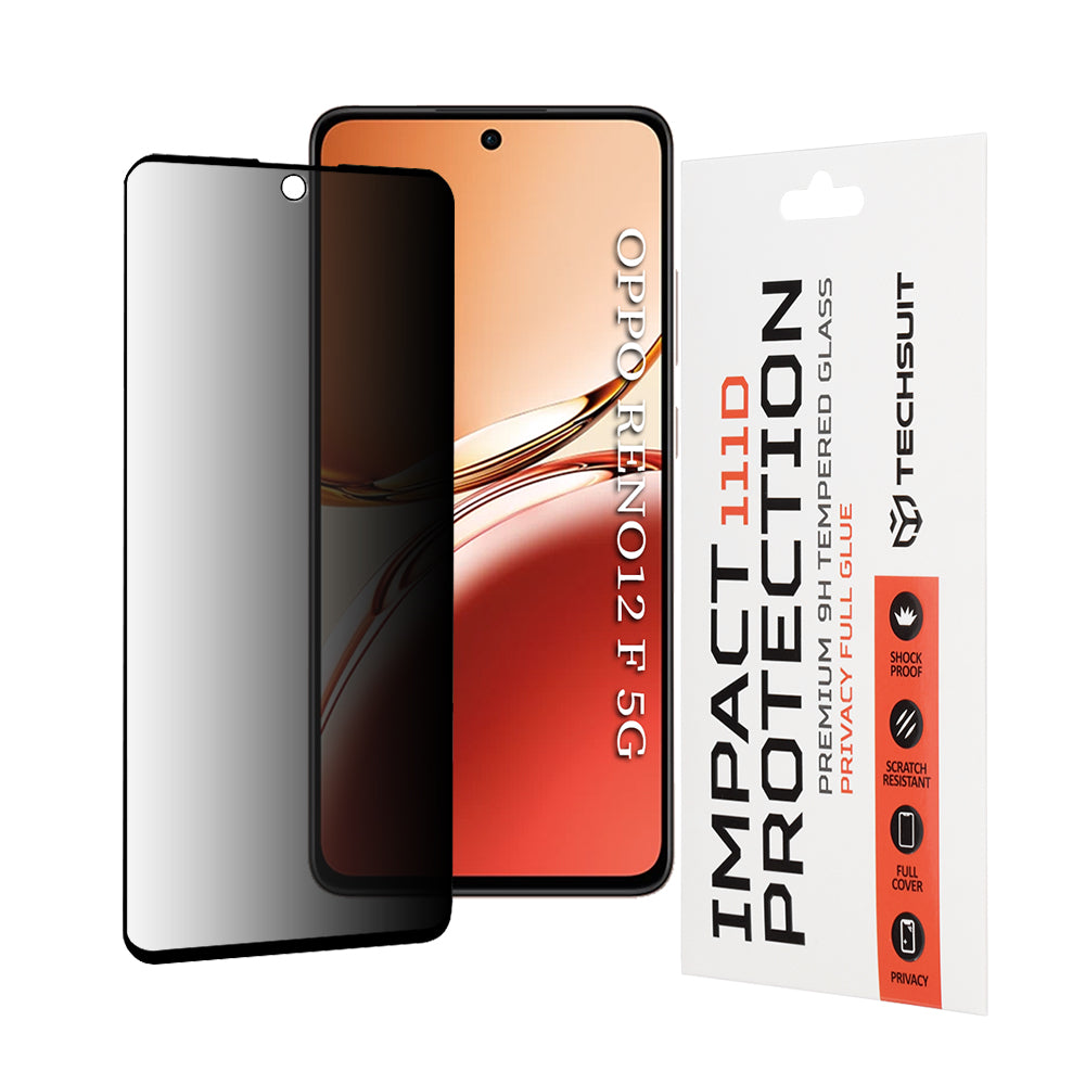Folie de protectie Techsuit 111D Privacy Full Glue compatibil cu Oppo Reno12 F 4G / Reno12 F 5G / Reno12 FS 4G / Reno12 FS 5G, Negru