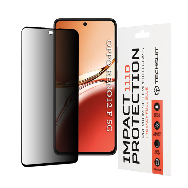 Folie de protectie Techsuit 111D Privacy Full Glue compatibil cu Oppo Reno12 F 4G / Reno12 F 5G / Reno12 FS 4G / Reno12 FS 5G, Negru