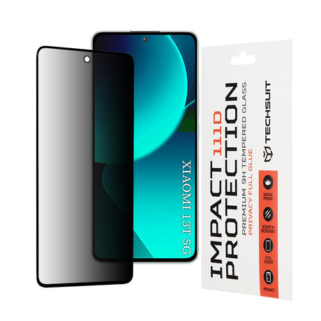 Folie de protectie Techsuit 111D Privacy Full Glue compatibil cu Xiaomi 13T / 13T Pro, Negru