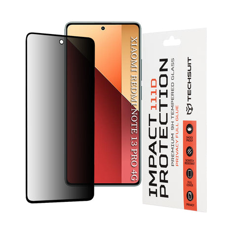 Folie de protectie Techsuit 111D Privacy Full Glue compatibil cu Xiaomi Redmi Note 13 Pro 4G / Poco M6 Pro 4G, Negru