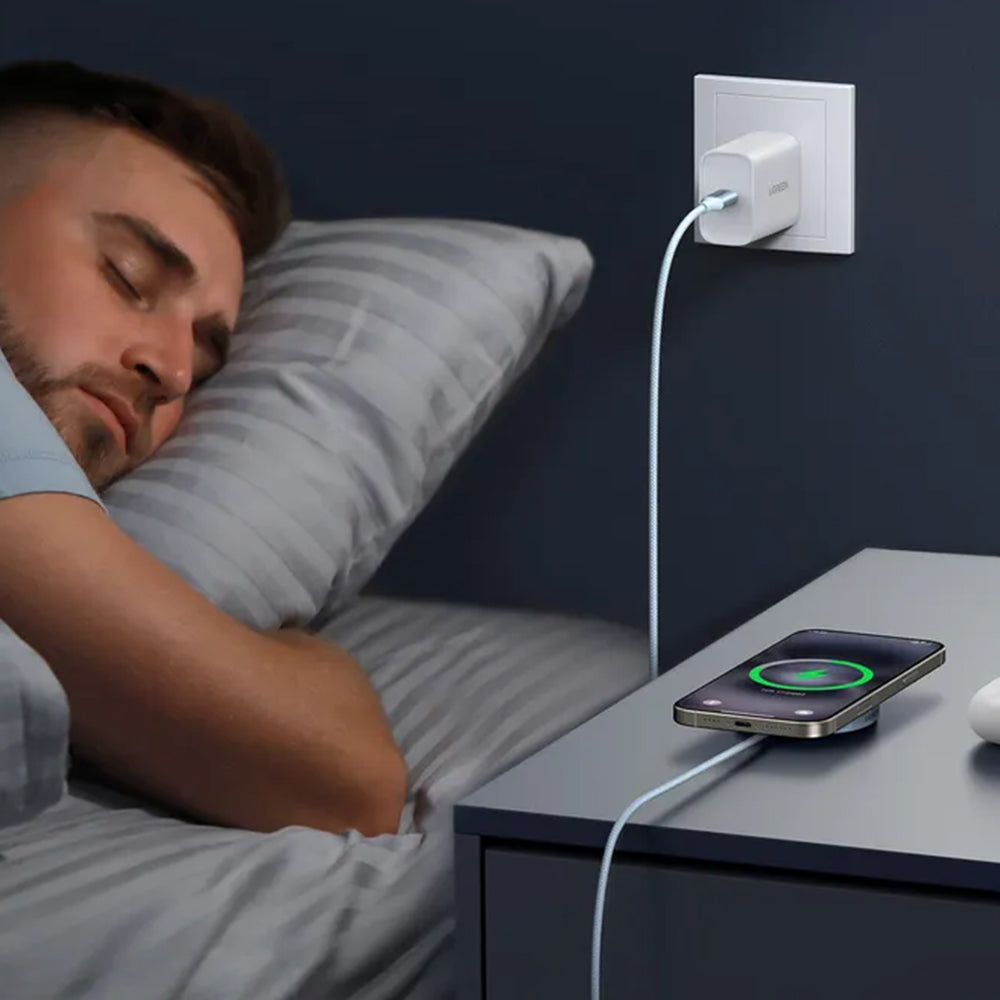 Incarcator Ugreen Wireless MagFlow (55959), Fast Charging, MagSafe, Qi2, 25W, Strong Grip, 1.5m, Albastru