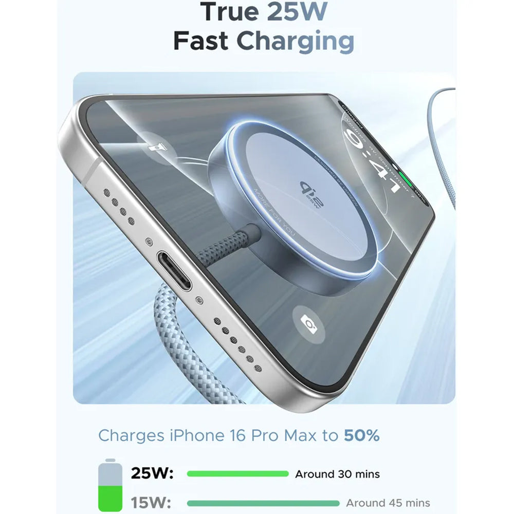 Incarcator Ugreen Wireless MagFlow (55959), Fast Charging, MagSafe, Qi2, 25W, Strong Grip, 1.5m, Albastru