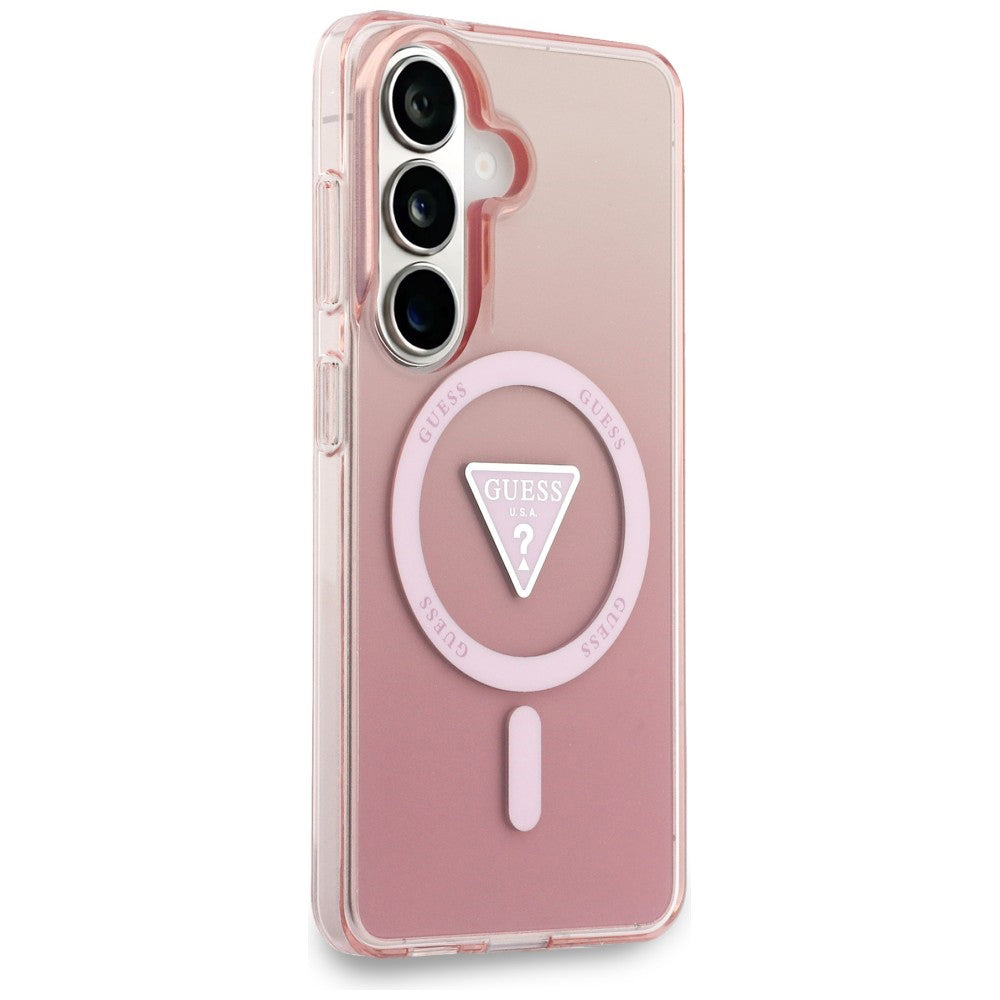 Husa de protectie Guess IML Gradient Triangle MagSafe (GUHMS26SHGTMLCGP) compatibil cu Samsung Galaxy S26, Roz