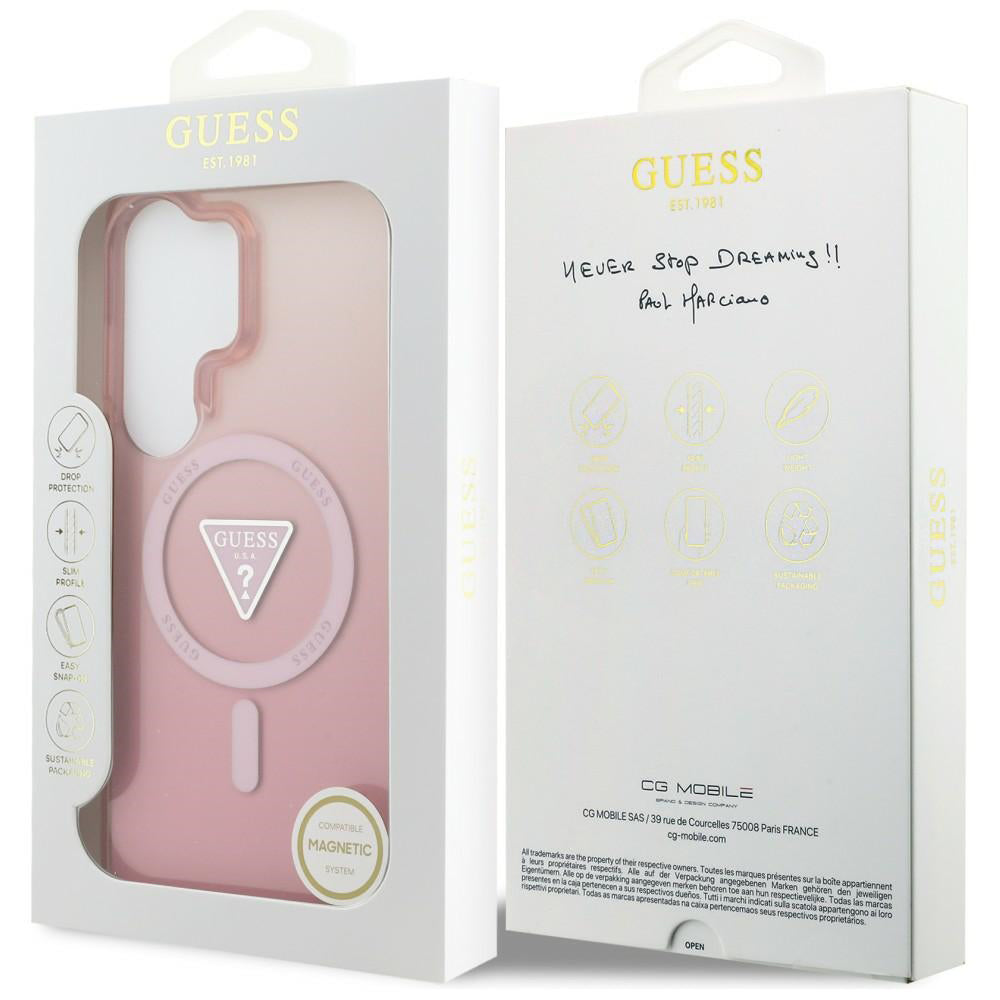 Husa de protectie Guess IML Gradient Triangle MagSafe (GUHMS26LHGTMLCGP) compatibil cu Samsung Galaxy S26 Ultra, Roz