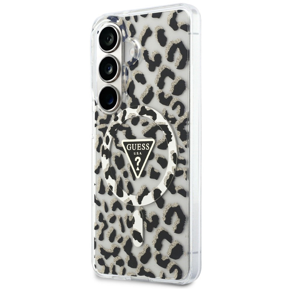 Husa de protectie Guess IML Leopard Print Triangle MagSafe (GUHMS26SHLEGTGLK) compatibil cu Samsung Galaxy S26, Negru