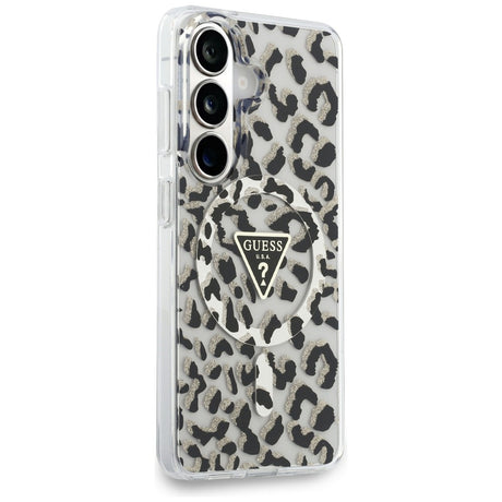 Husa de protectie Guess IML Leopard Print Triangle MagSafe (GUHMS26SHLEGTGLK) compatibil cu Samsung Galaxy S26, Negru