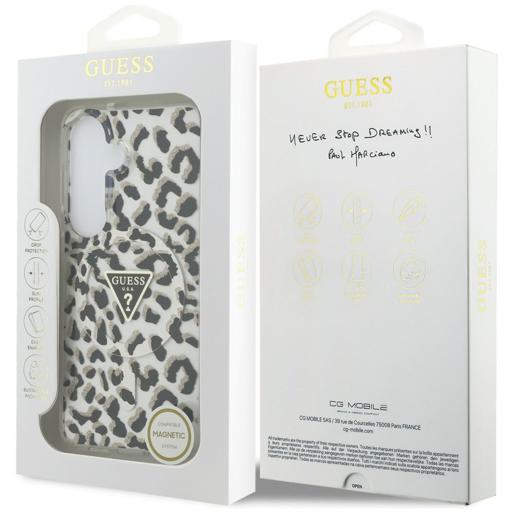 Husa de protectie Guess IML Leopard Print Triangle MagSafe (GUHMS26SHLEGTGLK) compatibil cu Samsung Galaxy S26, Negru