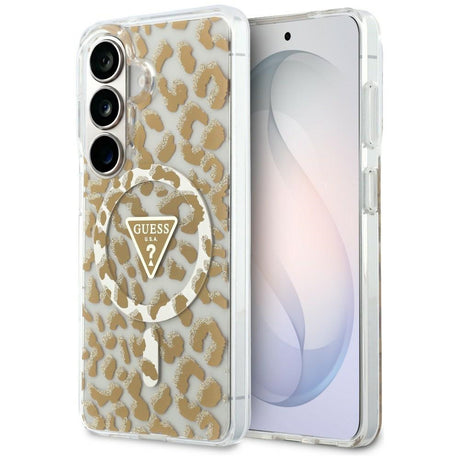 Husa de protectie Guess IML Leopard Print Triangle MagSafe (GUHMS26SHLEGTGLW) compatibil cu Samsung Galaxy S26, Maro