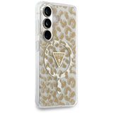 Husa de protectie Guess IML Leopard Print Triangle MagSafe (GUHMS26SHLEGTGLW) compatibil cu Samsung Galaxy S26, Maro