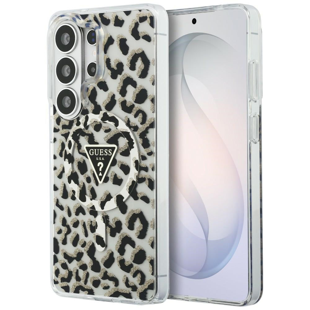 Husa de protectie Guess IML Leopard Print Triangle MagSafe (GUHMS26LHLEGTGLK) compatibil cu Samsung Galaxy S26 Ultra, Negru