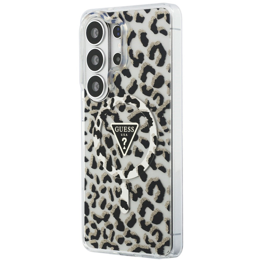Husa de protectie Guess IML Leopard Print Triangle MagSafe (GUHMS26LHLEGTGLK) compatibil cu Samsung Galaxy S26 Ultra, Negru