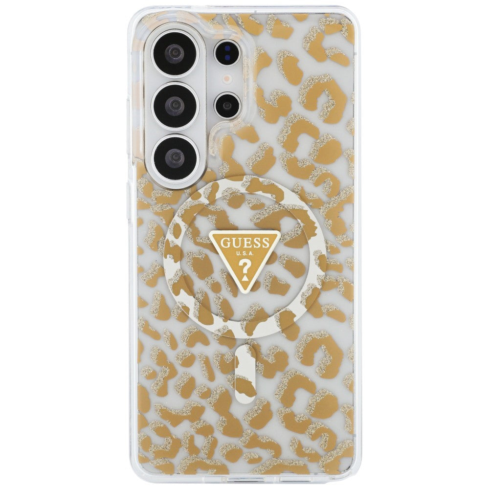 Husa de protectie Guess IML Leopard Print Triangle MagSafe (GUHMS26LHLEGTGLW) compatibil cu Samsung Galaxy S26 Ultra, Maro