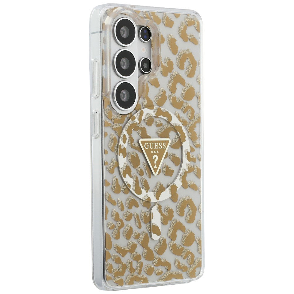 Husa de protectie Guess IML Leopard Print Triangle MagSafe (GUHMS26LHLEGTGLW) compatibil cu Samsung Galaxy S26 Ultra, Maro