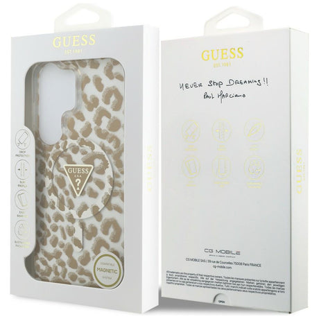 Husa de protectie Guess IML Leopard Print Triangle MagSafe (GUHMS26LHLEGTGLW) compatibil cu Samsung Galaxy S26 Ultra, Maro