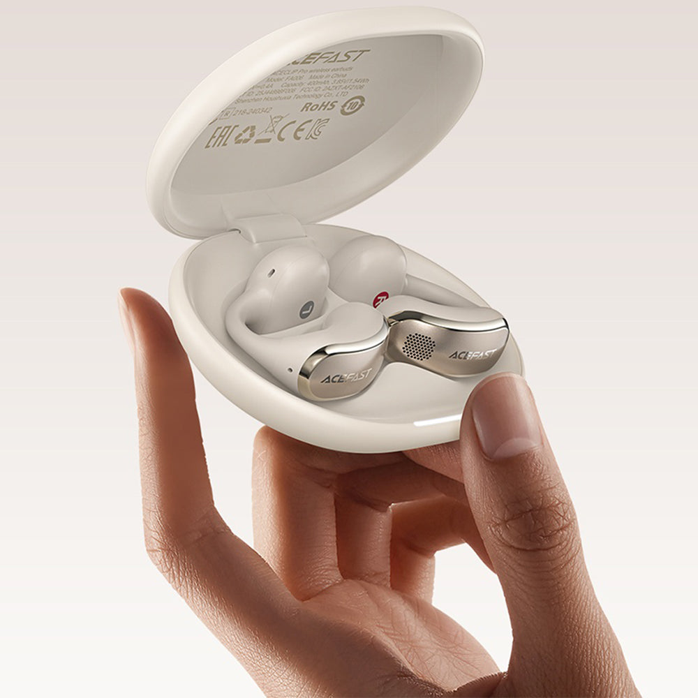 Casti Acefast Aceclip Pro (FA006), OWS Stereo, BT 5.4, Dual-mic Noise Cancelling, 400mAh, IP55, Type-C, Negru