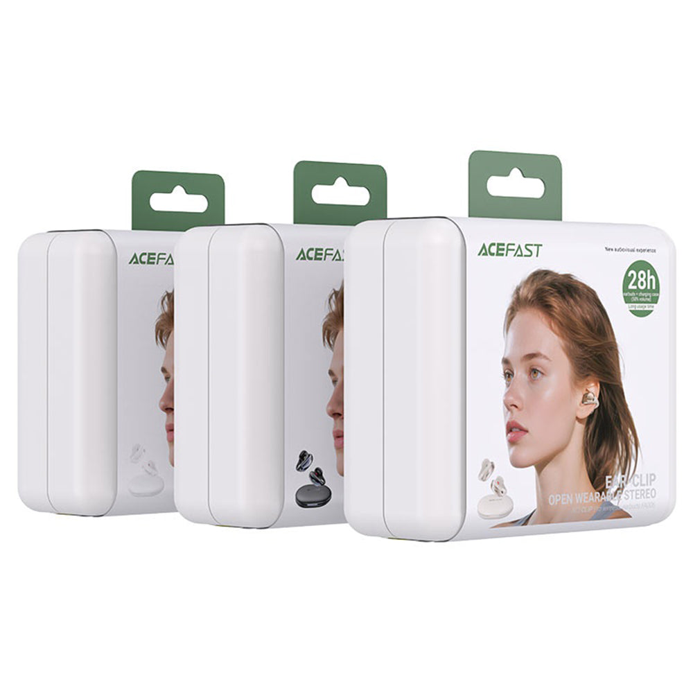 Casti Acefast Aceclip Pro (FA006), OWS Stereo, BT 5.4, Dual-mic Noise Cancelling, 400mAh, IP55, Type-C, Auriu