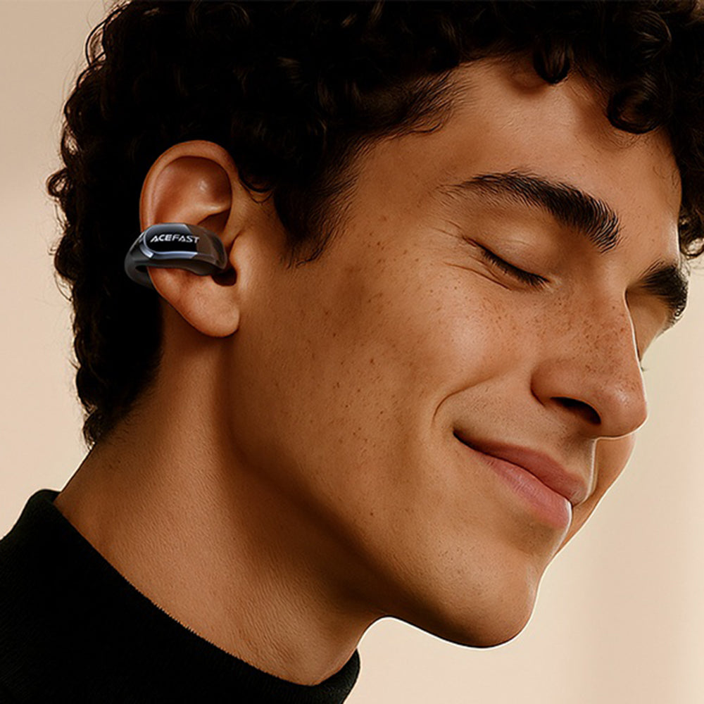 Casti Acefast Aceclip Pro (FA006), OWS Stereo, BT 5.4, Dual-mic Noise Cancelling, 400mAh, IP55, Type-C, Auriu