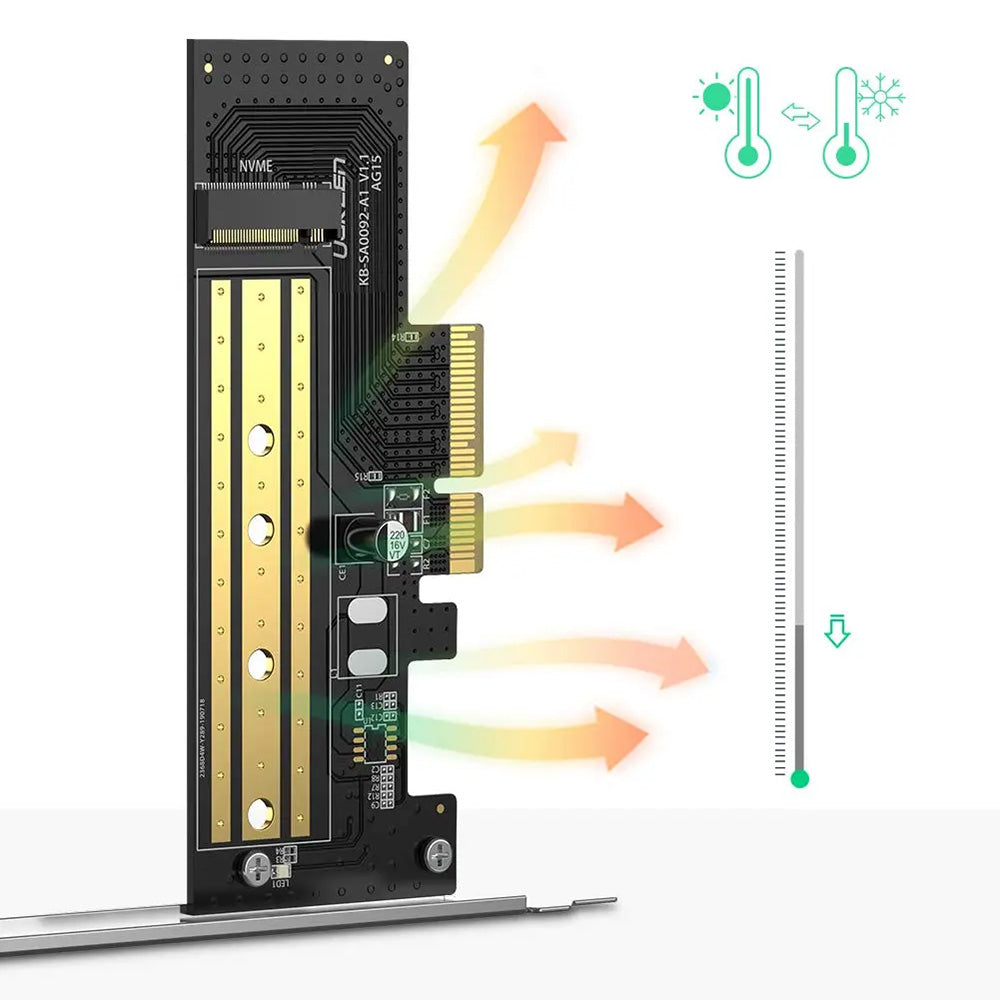 Stocare Ugreen Expansion Card CM302 (70503), M.2 NVME to PCIe 3.0 X4 Adapter, PCI-E x4/x8/x16 Slots, 32Gbps, Negru