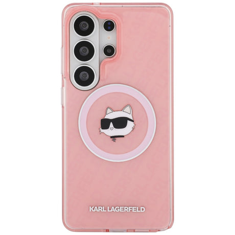 Husă Karl Lagerfeld IML Choupette Head on KL Repeated Logo MagSafe pentru Samsung Galaxy S26 Ultra, roz