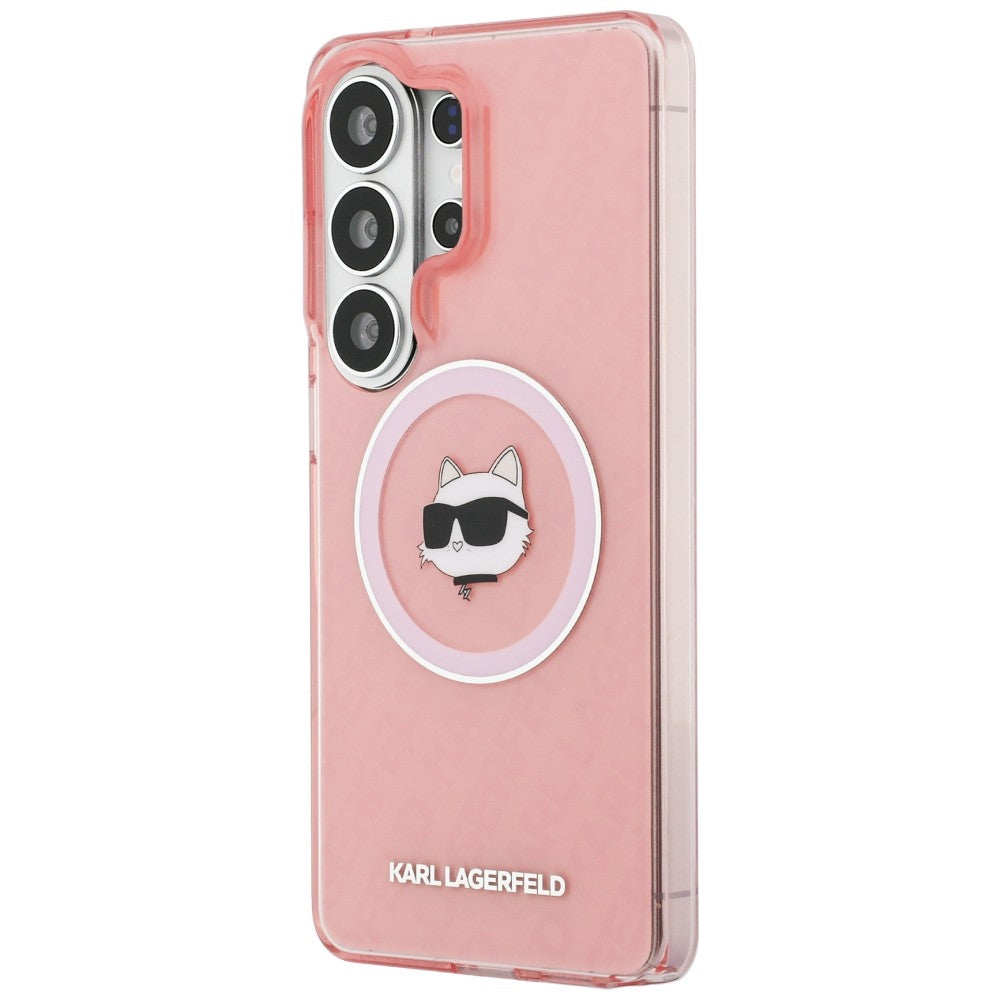 Husă Karl Lagerfeld IML Choupette Head on KL Repeated Logo MagSafe pentru Samsung Galaxy S26 Ultra, roz