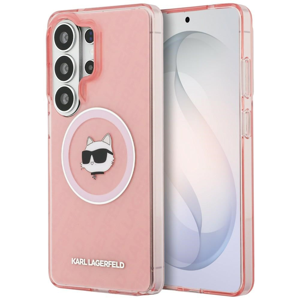 Husă Karl Lagerfeld IML Choupette Head on KL Repeated Logo MagSafe pentru Samsung Galaxy S26 Ultra, roz