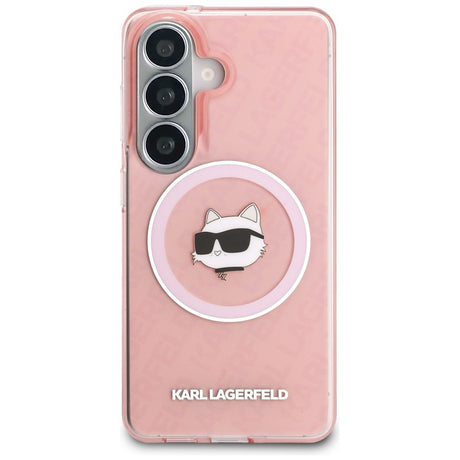 Husa de protectie Karl Lagerfeld IML Choupette Head on KL Repeated Logo MagSafe (KLHMS26SHMKBCHOP) compatibil cu Samsung Galaxy S26, Roz