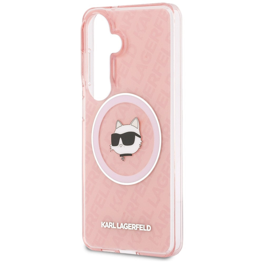 Husa de protectie Karl Lagerfeld IML Choupette Head on KL Repeated Logo MagSafe (KLHMS26SHMKBCHOP) compatibil cu Samsung Galaxy S26, Roz