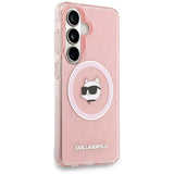 Husa de protectie Karl Lagerfeld IML Choupette Head on KL Repeated Logo MagSafe (KLHMS26SHMKBCHOP) compatibil cu Samsung Galaxy S26, Roz